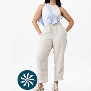 Athleta Retreat High Rise Linen Ankle Pants Undyed Size M